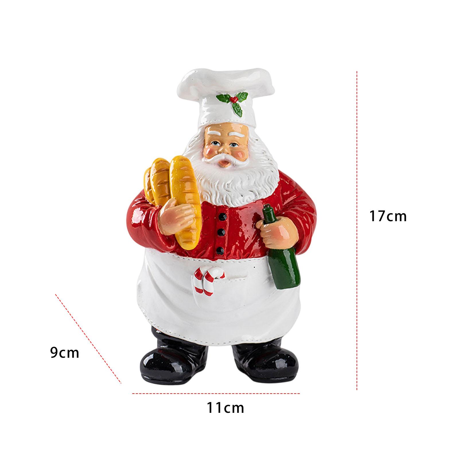 

17CM Chef Santa Sculpture Standing Cute Xmas Resin Crafts Home Santa Claus Merry Christmas Home Desktop Statue Decor For Navidad