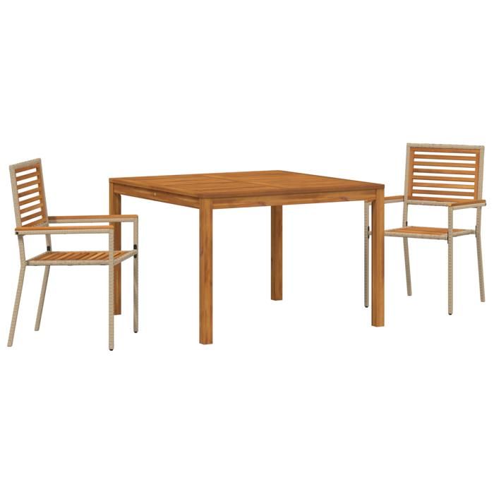 VidaXL Ensemble de salle à manger de jardin 3 pièces beige, acacia 3365531