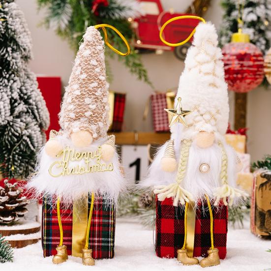 

Рождественская кукла-гном ручной работы, теплая светящаяся светодиодная плюшевая шляпа, полная борода, коса, милый рабочий стол, висит, сидящий, безликий гном, кулон, украшение, праздничные атрибуты