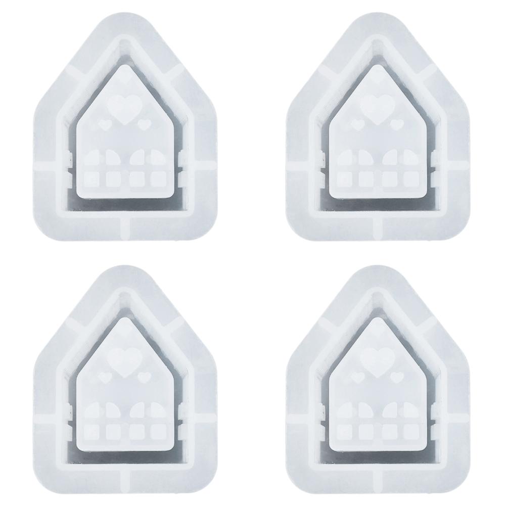 Chrsitmas House Shaped Candle Holder 3D Silicone Moulds Xmas Ornament Reusable Handicraft Mold Candlestick Table Decorations