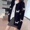 Autumn 2025 Women's Wool Jacquard Puppy Cardigan - Versatile Thick Cable Knit Sweater Coat