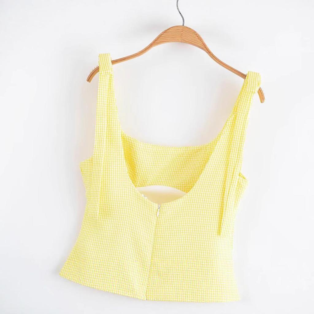 Women's 2025 Summer Plaid Spaghetti Strap Dress