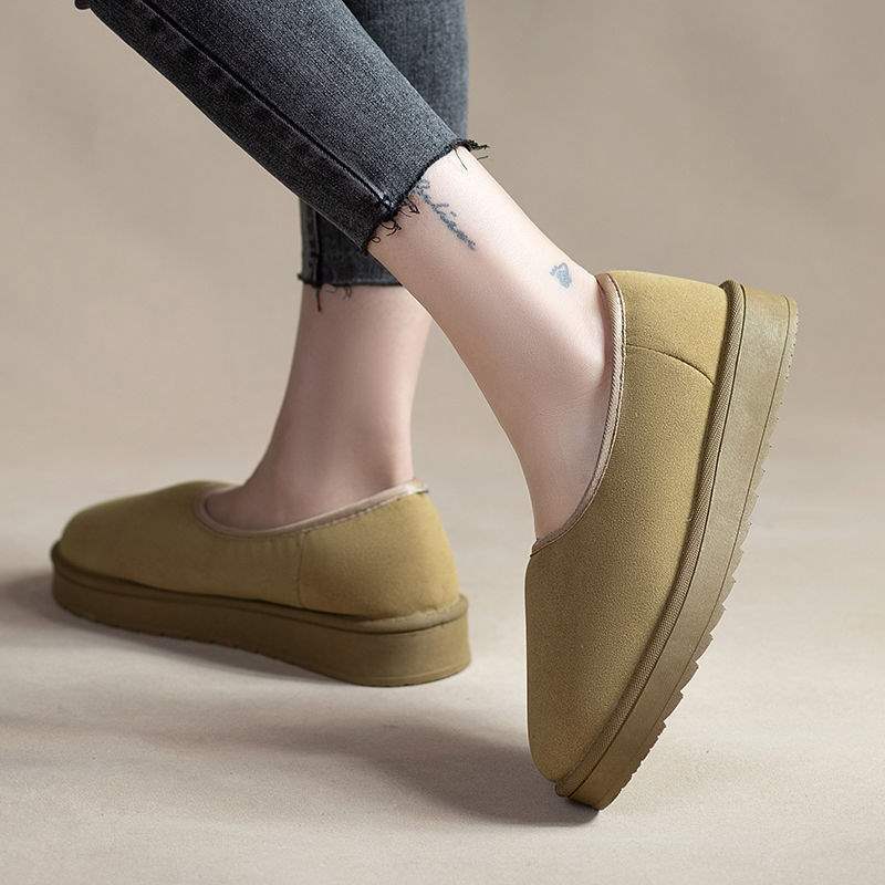 Fur integrated snow boots women's 2025 winter new cotton shoes winter velvet snow cotton women's short boots bread shoes