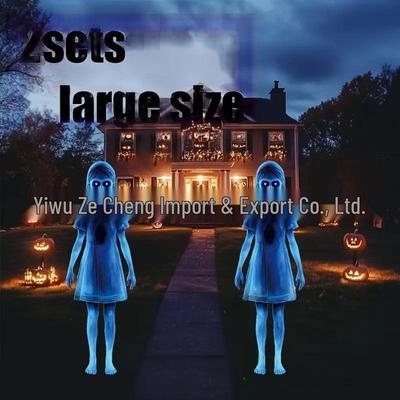 Outdoor Metal Halloween Ghost Decoration: Double Ghost Garden Stake