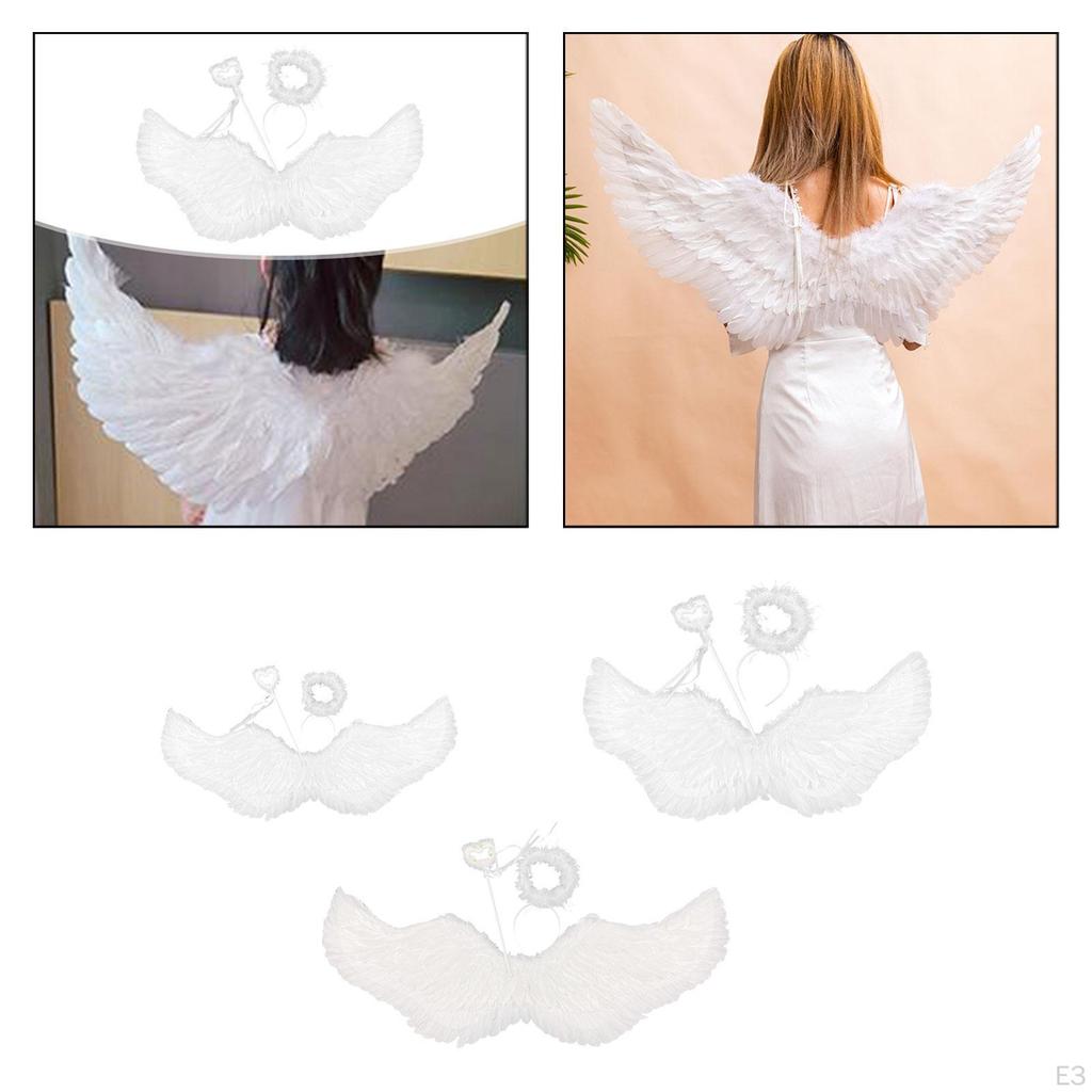 Angel And Halo Set, Feather Accessories, Costume for Photography, Stage Performance, Girls, Teens