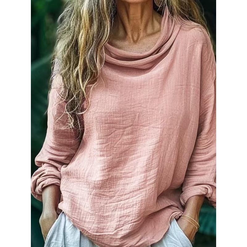 Women's Fashion Casual Spring Autumn Solid Color Print Long Sleeve Blouses & Shirts