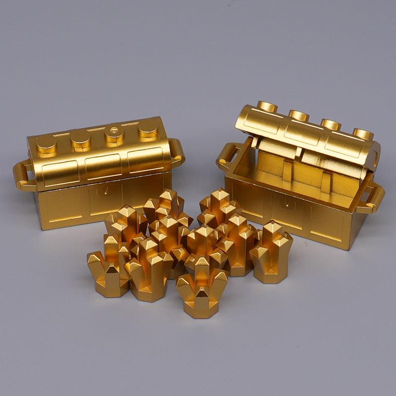MOC City Treasure Series Set Accessories Building Blocks Gold Ore Silver Crystal Diamond Box Gold Key Dollar Cash Brick Kid Toys