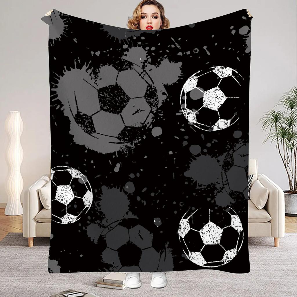 1pc Flannel Blankets Colorful Football Printed Quality Soft Warm Throw Blanket Winter for Kids Boys Couch Bed Fluffy Bedspread