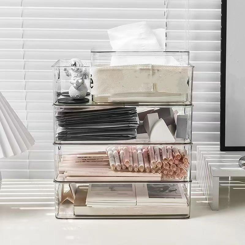 1Pc/Box Acrylic Transparent Storage Box for Cosmetics, Face Masks, and Snacks