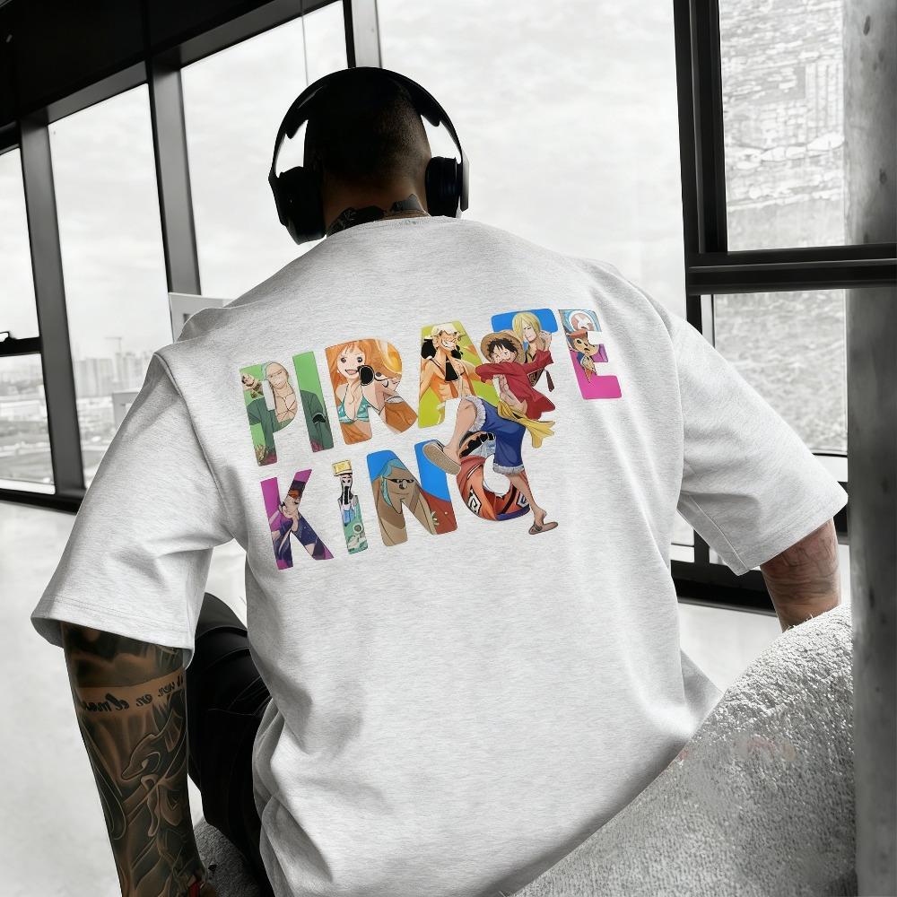 One Piece Unisexs Tshirt Monkey D Luffy Pirate King Anime Tee Summer Spring Boys Simple Short Sleeves Parentchild Outfits