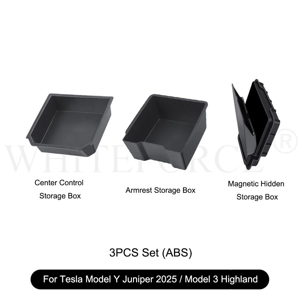 For Tesla Model Y Juniper Center Console Storage Box Trays Armrest Hidden Box Model 3 Highland Center Armrest Organizer Case Box