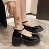 French high-heeled Mary Jane single shoes women's summer new thick-heeled round head with skirt temperament small leather shoes