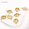 6/8/10mm 14K Gold Plated Cabochon Blank Tray Charms Connectors For DIY Bracelets Necklaces Jewelry Making Accessories Supplies
