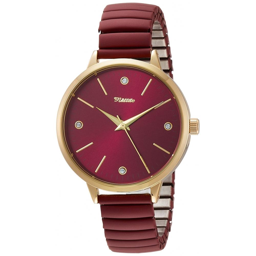 

[fieldwork] Watch Analog Crepe Metal Band Vampire Wine Red Dial Qks146 4 Lady