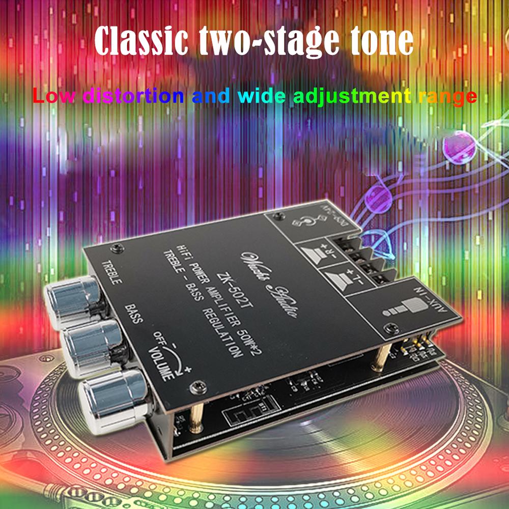 50W*2 BT Audio Amplifier Module AUX BT5.0 Audio Input Left and Right Channel Output Power Amplifier Board with Sound