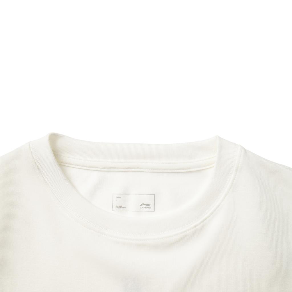 Li Ning Sports Lifestyle Series Casual Fashion Comfortable Simple Loose Round Neck Pullover Short Sleeve T-Shirt Women T-Shirt Off-White AHSV286-1
