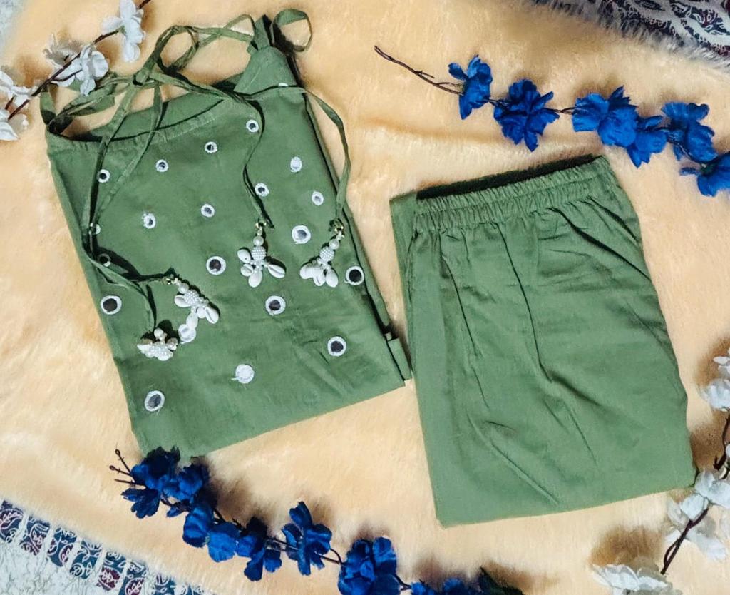 Indian Women Bollywood Top Tunic Kurti Pant Set Party Wear Cotton Sleeveless Dress