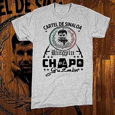 T-shirt gangster El Chapo Cartel de Sinaloa Roi Patron Street hustle T-shirt blanc