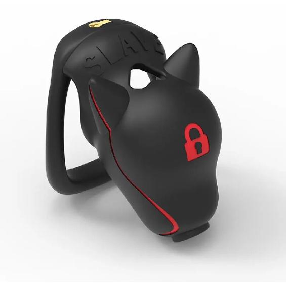 A new arrival dog head chastity cage adult sex toy with lock nylon rubber chastity cage with 4 rings.