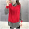 Sweater Women Autumn New Outer Wear Loose Shirt Collar Fake Two Piece Knit Sweater
