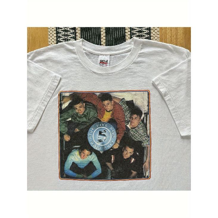 Men s Official 5ive Boy Band T-Shirt - Heavyweight Retro 90s Music Merch with Iconic 5 Members (Abz, Richie, Sean, Melvin, Ian) Logo & Signature S белый