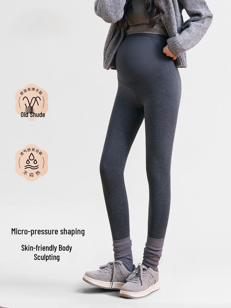 

Autumn/Winter High Waist Maternity Pants - Cropped, Large Size, Tummy Support Leggings 2XL [suitable for 125-140 lbs]