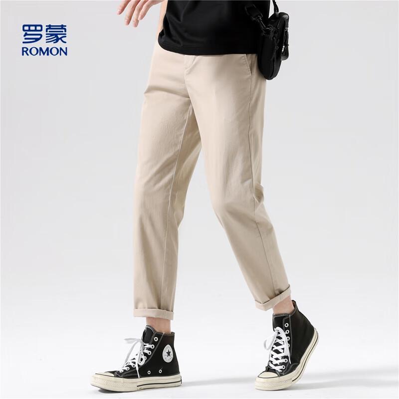 

Luomeng Men s Cotton Blend Straight Fit Cropped Casual Pants 33