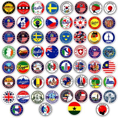 60Pcs National Flags Stickers Diy Scrapbooking Suitcase Envelope Sealing Sticker