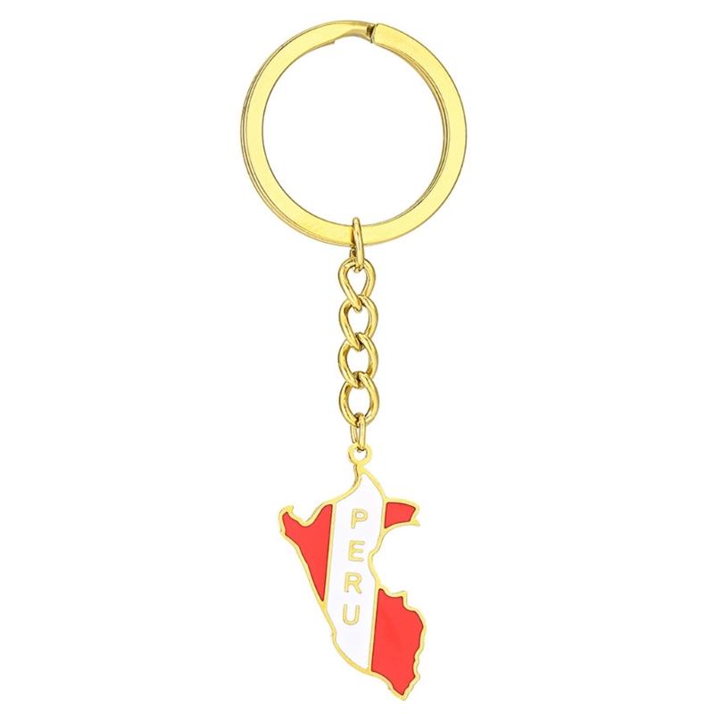 Handmade Peru Map Keychain Y2k Ornament Car Keyring Backpack Handbag Keyring