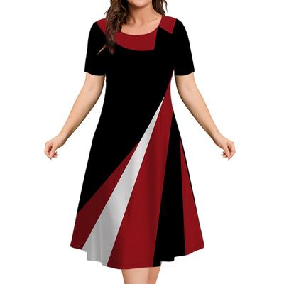 2025 Summer Dresses for Women Patchwork Print Short Sleeve Women's Clothing Loose A-line Skirt Elegant and Beautiful Female Dresses