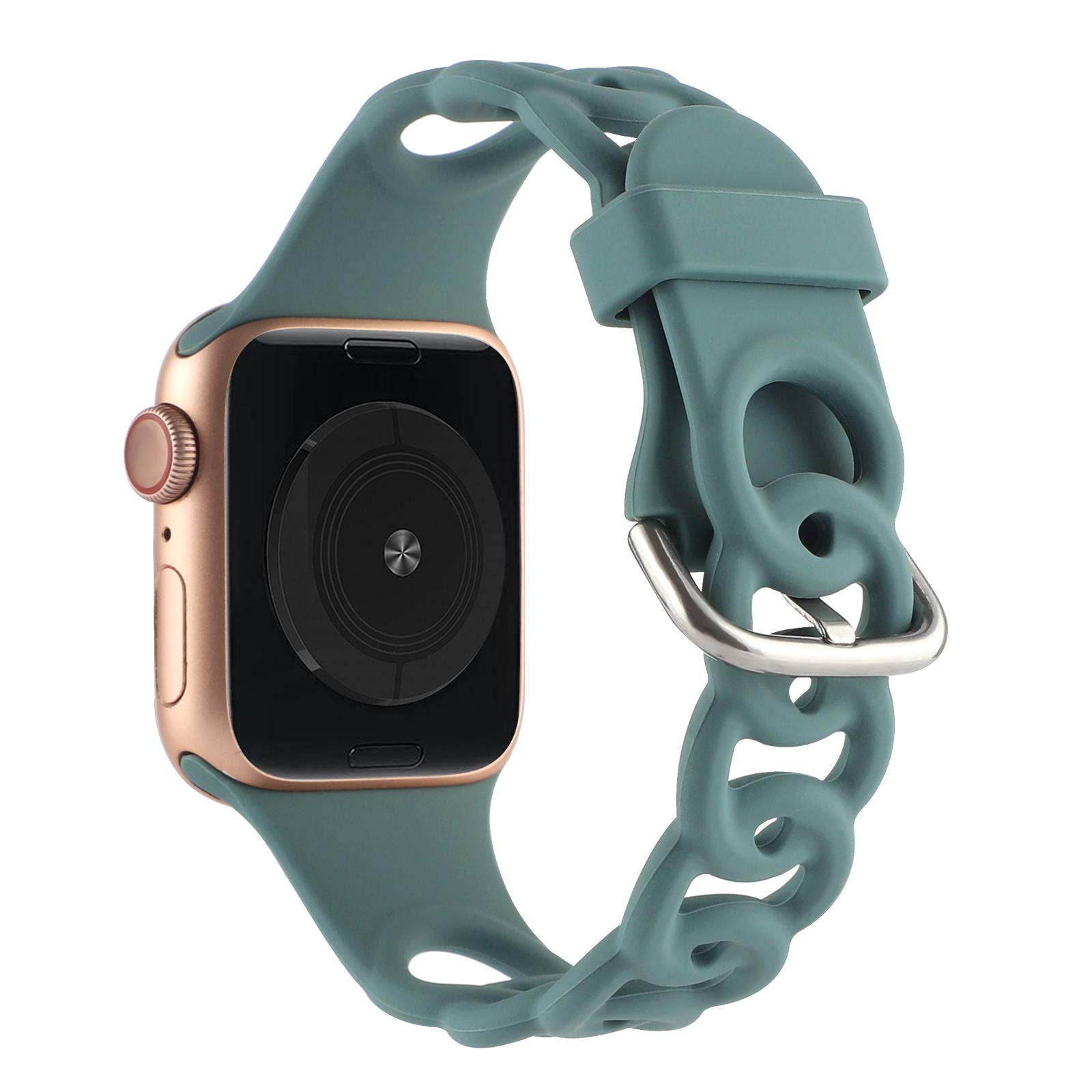 

Watch Strap for Apple Watch Series 10 42mm/9 8 7 41mm/SE (2023) SE (2022) SE 6 5 4 40mm/3 2 1 38mm Donut Hollow Silicone Watch Band Green