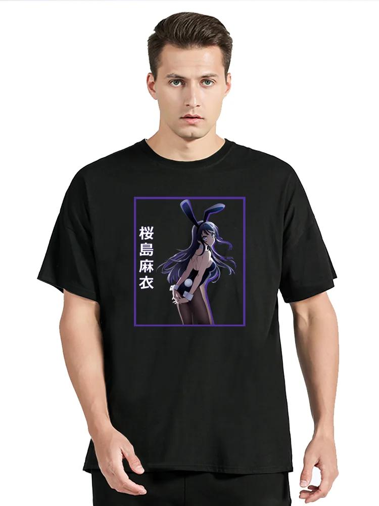 Men Rascal Does Not Dream of Bunny Girl Senpai Aobuta Anime T-Shirt Funny Tops Mai Sakurajima Cotton Tees Harajuku TShirt
