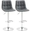 Adjustable Bar Stools Set of 2, Swivel PU Leather Upholstered Barstools with Tufted Seat and Back, Breakfast Bar Chairs for Kitchen Counter, Grey