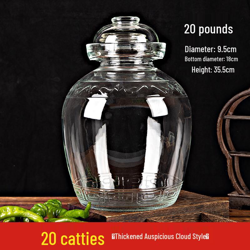 Verdicktes Glas-Gurkenglas mit Innendeckel für Sauerkraut, Kimchi und eingelegtes Gemüse