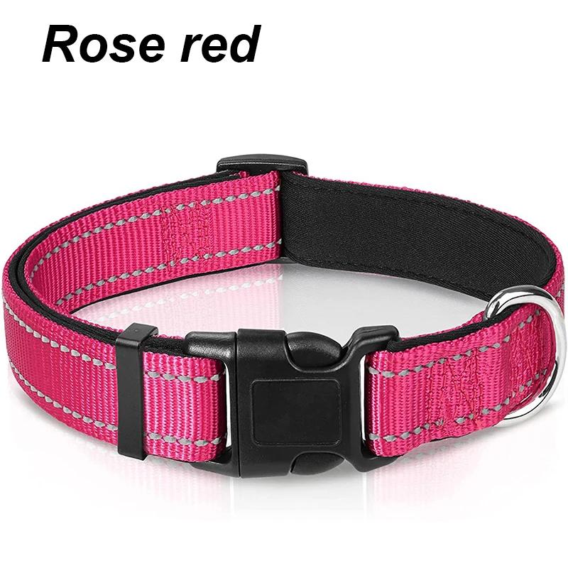 

Reflective Dog Collar Sturdy Adjustable Pets Collar For Medium Large Dogs Soft Neoprene Padded Nylon for Medium Large Dogs S рожевий червоний колір