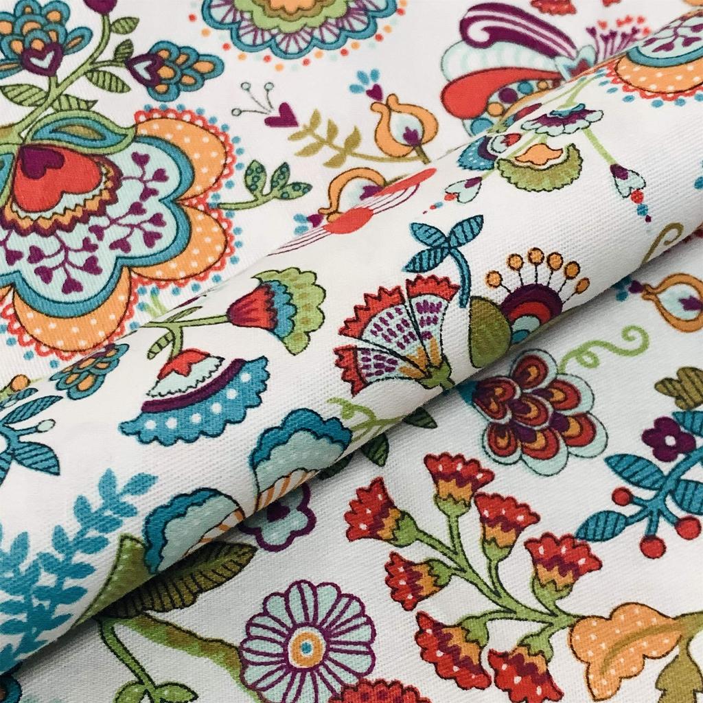 Handmade Fabric for Fabric Lunch and Combed Cotton Twill Weave Floral Pattern Tapestries, Panels, Curtains, Bags, Crafts. 100% (Green Leaves, 200cm)