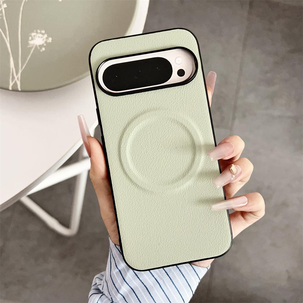 Vegan Business Leather Ultra Thin Phone Case for Google Pixel 10 9 Pro Fold 8 8A 7 7A 6 9 Pro XL for Magsafe Magnetic Shockproof Solid Cover