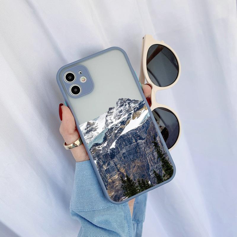Aesthetic Snow Mountain Painting Phone Case for iPhone 7 8 Plus SE2 X XR XS MAX 15 14 12 13 mini 11 Pro Max Shockproof Cover
