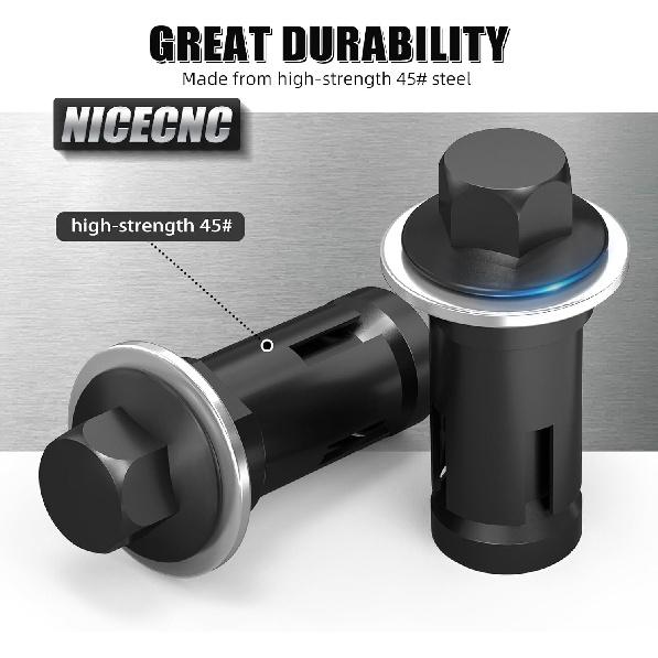 NICECNC Black Rock Slider Mounting Hardware Bolt Screw Nut 6PCS Rock Slider Screws Mounting Kit Compatible with Polaris RZR 1000 XP 1000 2015 2016