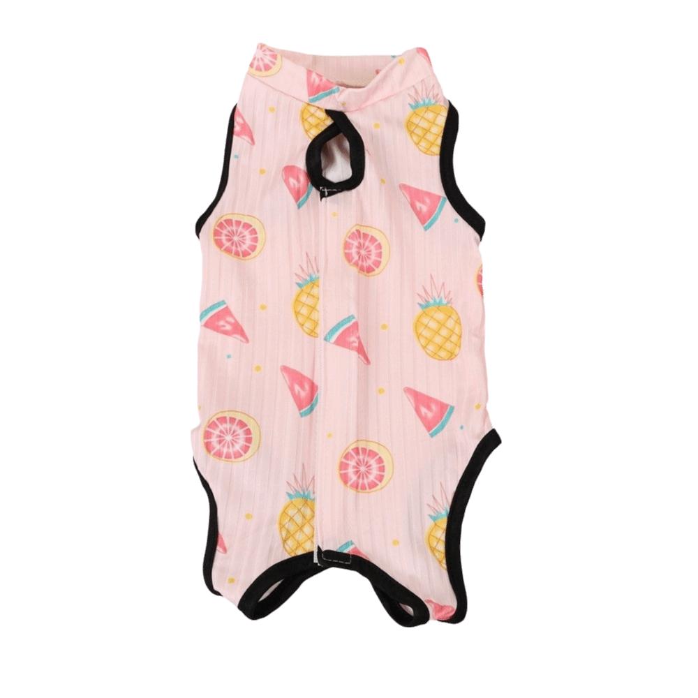 Adjustable Pet Recovery Suit Breathable High Elastic Cat Weaning Jumpsuit Soft Cotton Cartoon Pattern Cat Sterilization Clothes