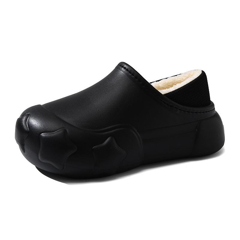 

Winter new thickened heightening cotton shoes non-slip solid color velvet outdoor cotton slippers men s shoes keep warm 36-37 чорний