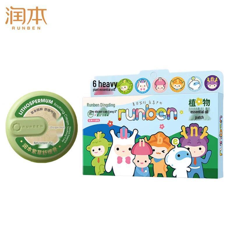 Runben Cartoon Essential Oil Patches & Comfrey Soothing Cream Set