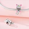 Perlenkomponenten Kupfermetall Charm-Perlenkomponenten Authentisch Original Rosa Katzenpfotenabdrücke Perlenkomponenten Kompatibel Mit Armband Hohe Qualität Fein