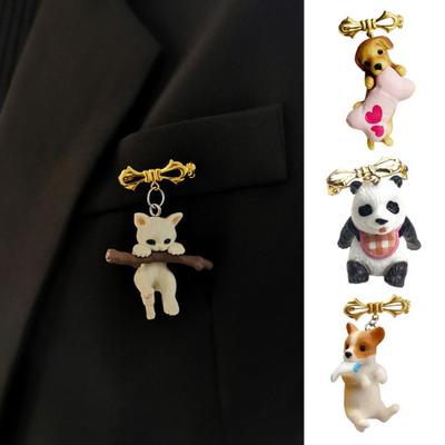 Women Brooch Bow Cat Hug Branch Design Lapel Pin Non-Slip Buckle Animal Charm Scarf Badge Clothing Bags