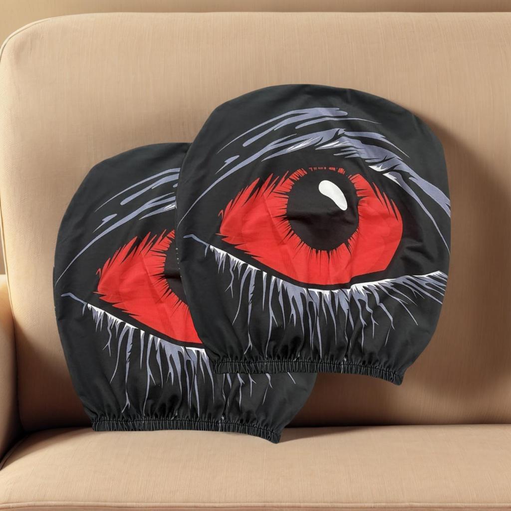 1 Pair Funny Vehicle Front Seat Cover auto Headrest Cover Soft Interior Decor Halloween car decorations for Sedans Trucks Auto