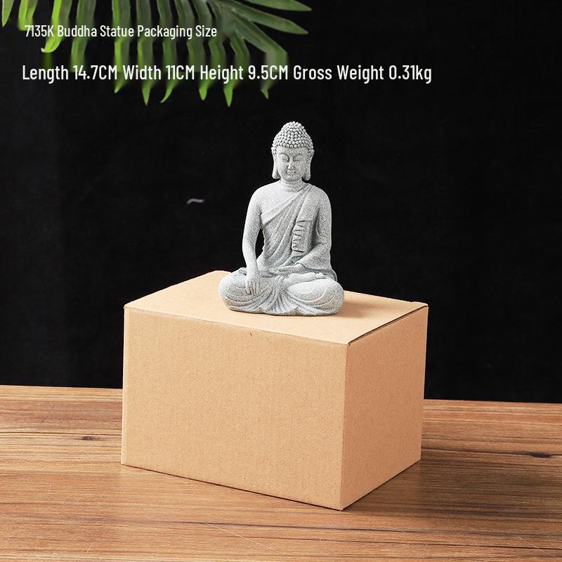 Green Sandstone Buddha Statue: Zen Decor for Home and Garden