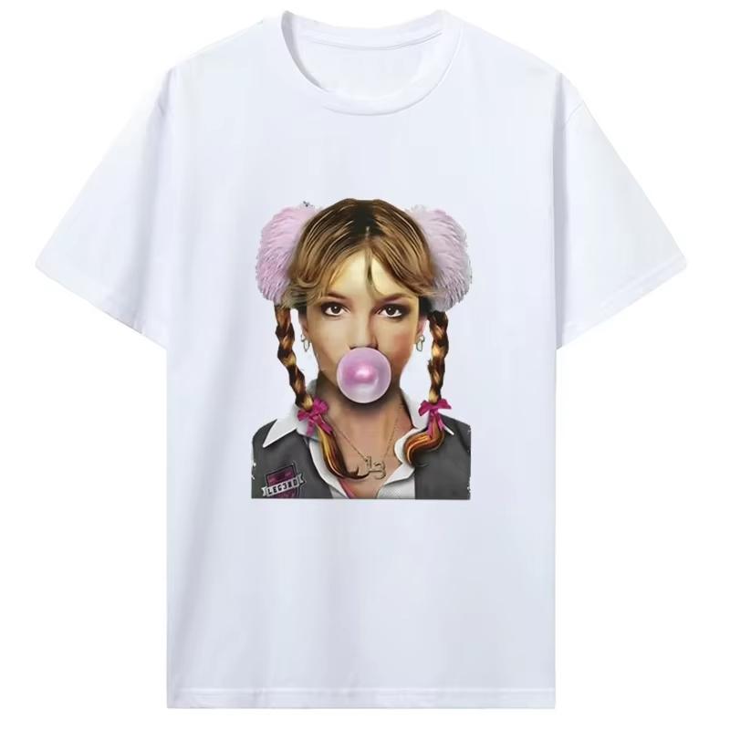 

Singer Britney Spears Bubblegum Graphic T-Shirt Unisex Women High Quality Vintage Cotton Oversized T-shirt Tops Streetwear L