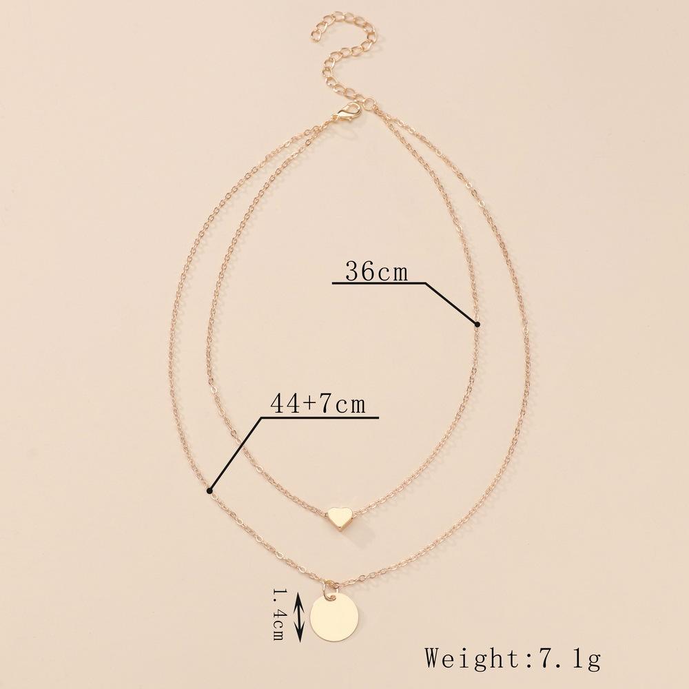 Personalized disc love pendant, multi-layered women's necklace collarbone chain
