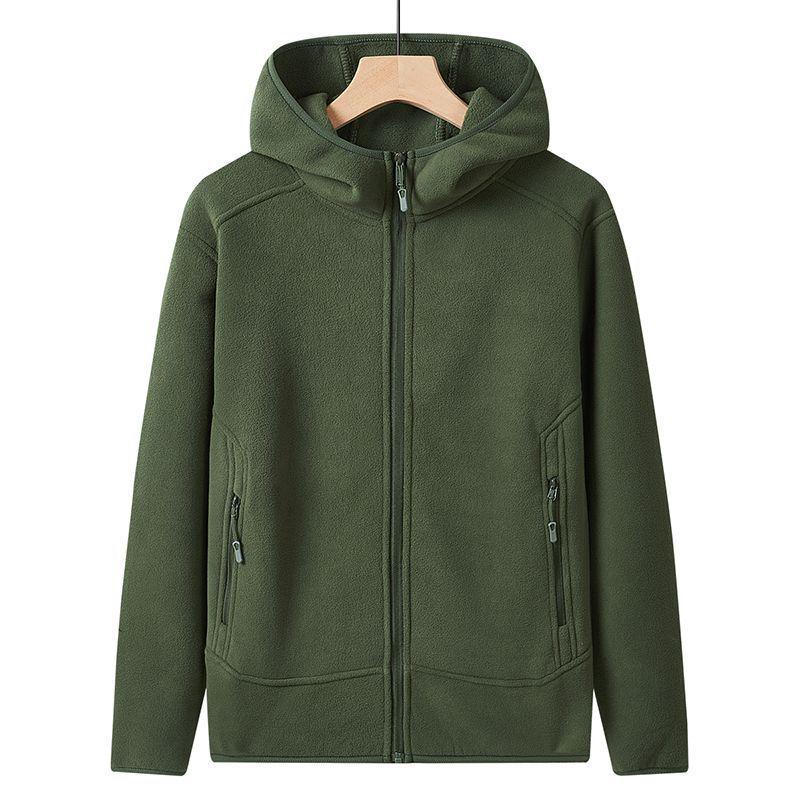 

Men s High-End Fleece Hooded Cardigan: Windproof, Warm, Plus Size, Loose Fit for Autumn/Winter. M (60-70 kg) армія зелений колір