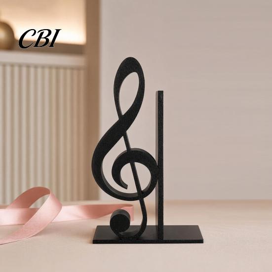 One-Piece 3D Print Sculpture Printed Music Note Bookend, Decorative Shelf Organizer, Modern Desk Decor for Home Musical Book Holder Office Study,